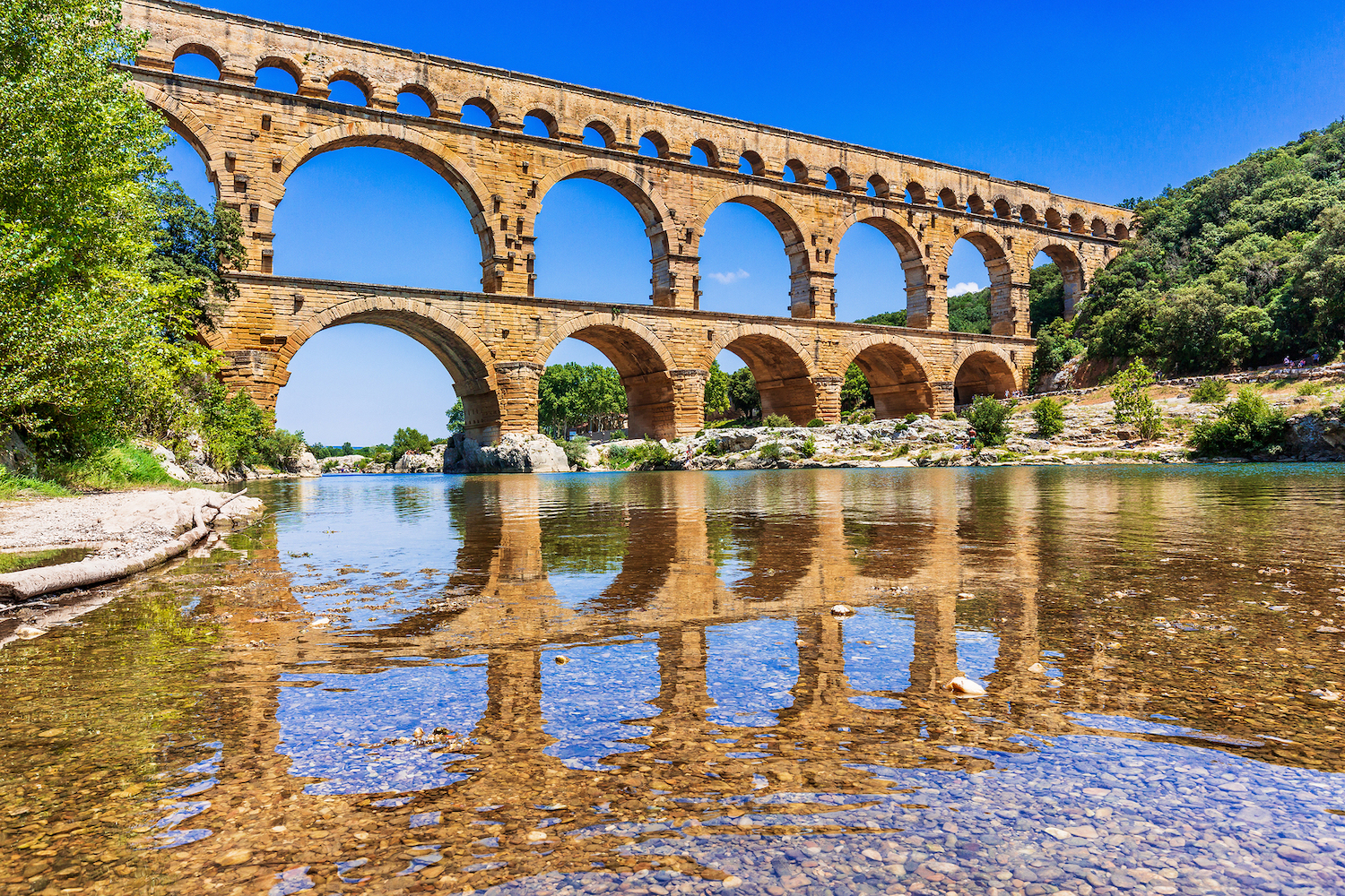 Ancient Aqueduct Of Pont Du Gard