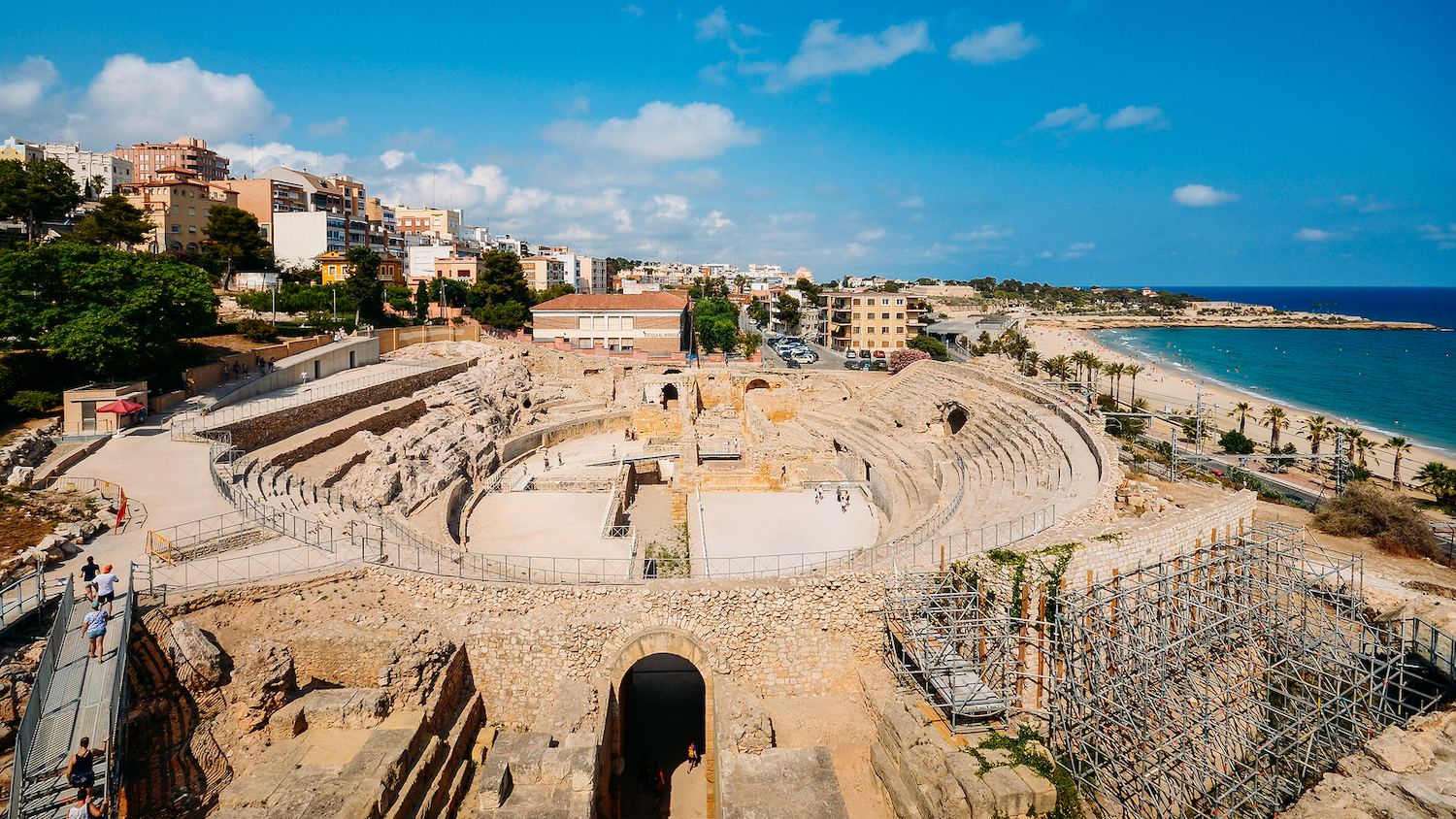 Panoramic view of the ancient roman amphitheater of Tarragona, Spain.
