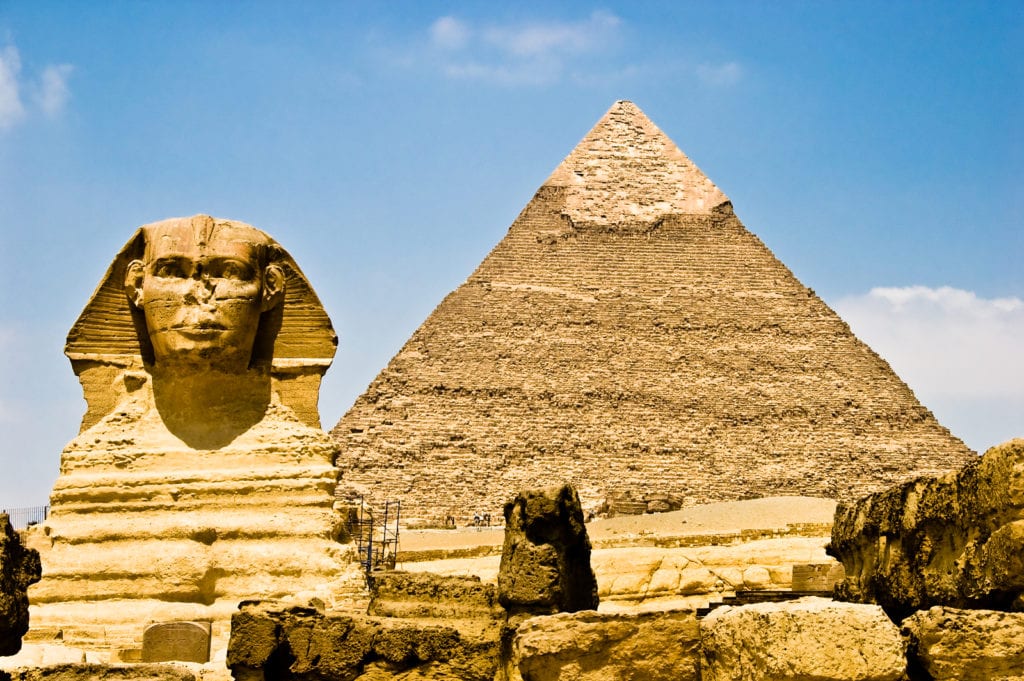 Egyptian Sphinx Guarding Pharaoh's Pyramid