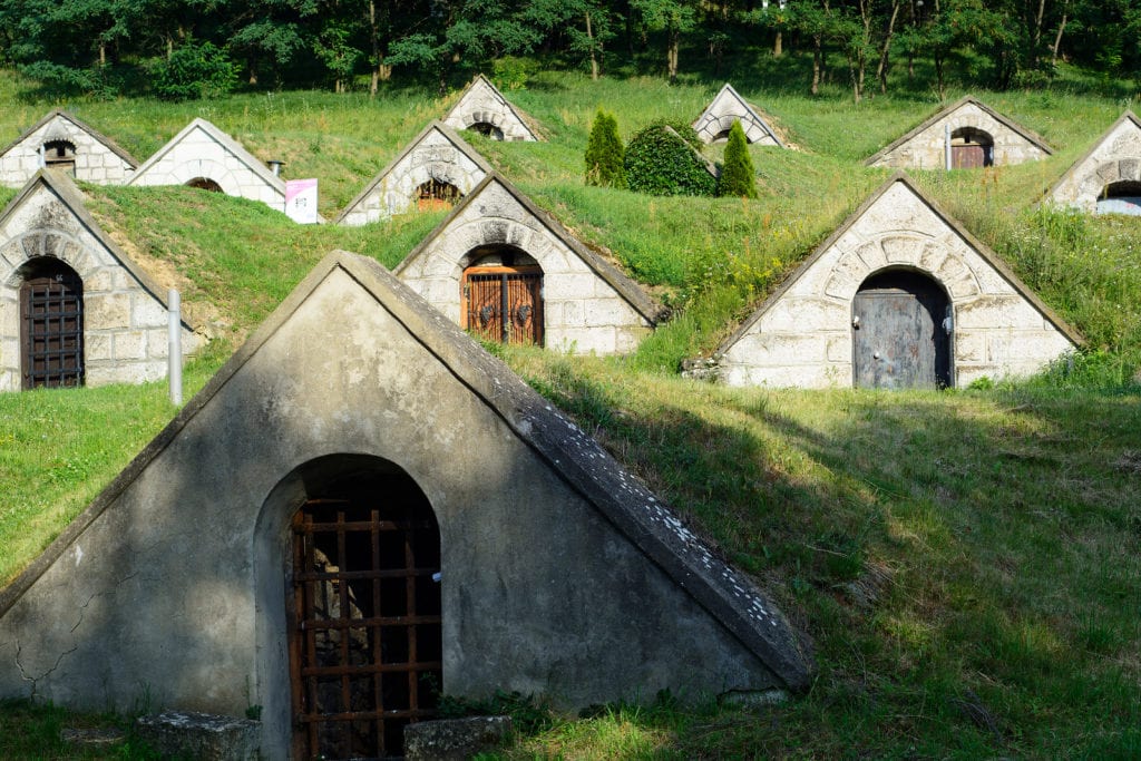 Wine cellars in Button Hill Hercegkut Tokaj Tokaji region in Hungary