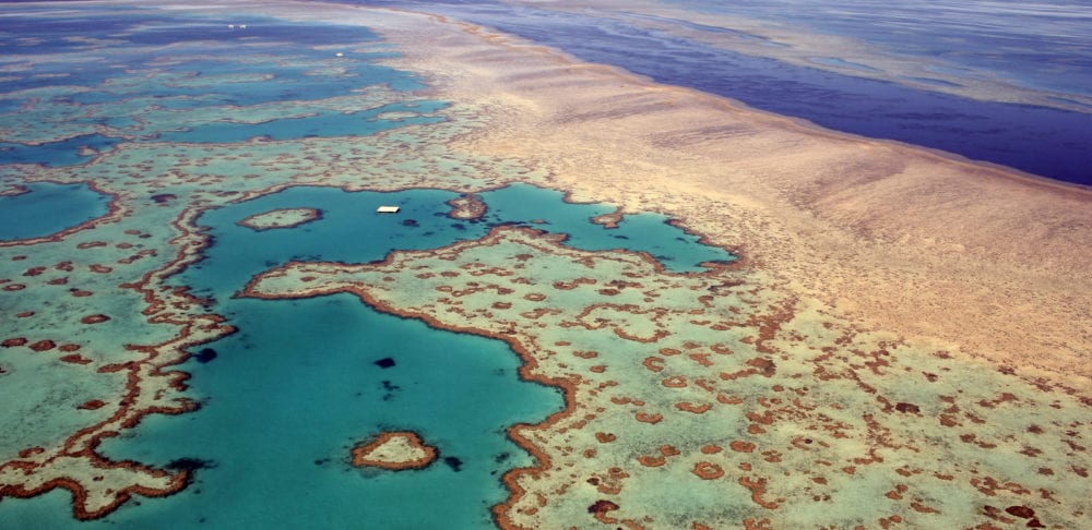 Aerial view of Heart Island in Great Barrier Reef, Australia