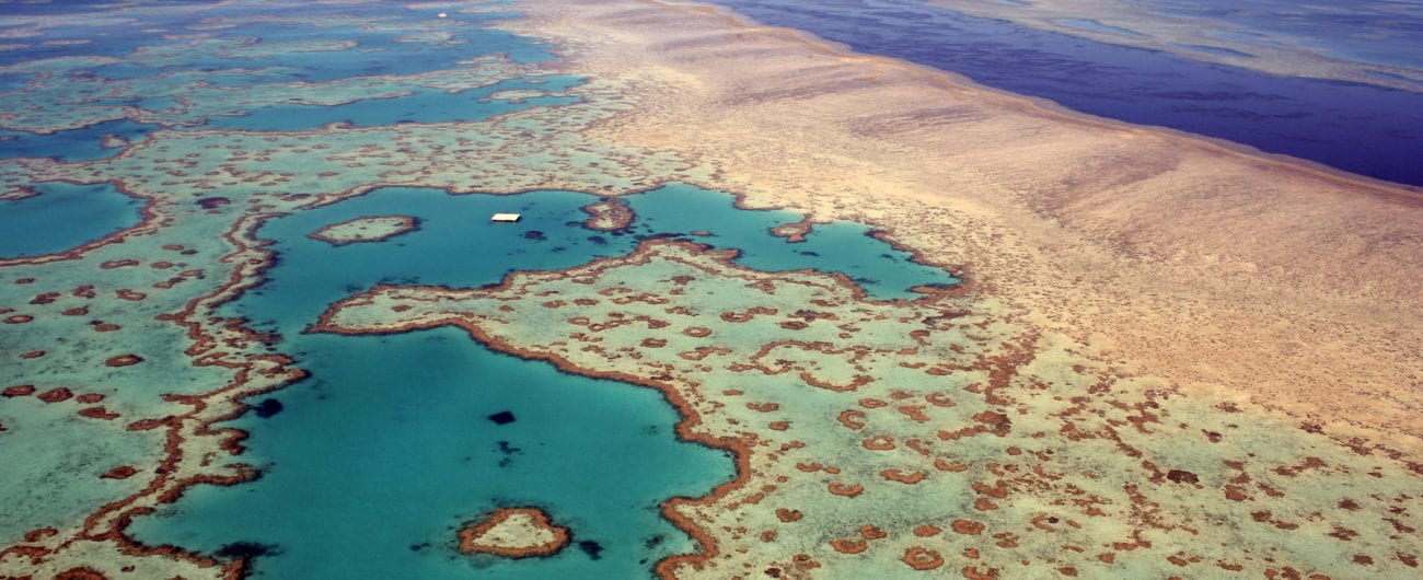 Aerial view of Heart Island in Great Barrier Reef, Australia