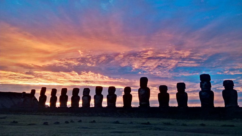 Rapa Nui at sunrise