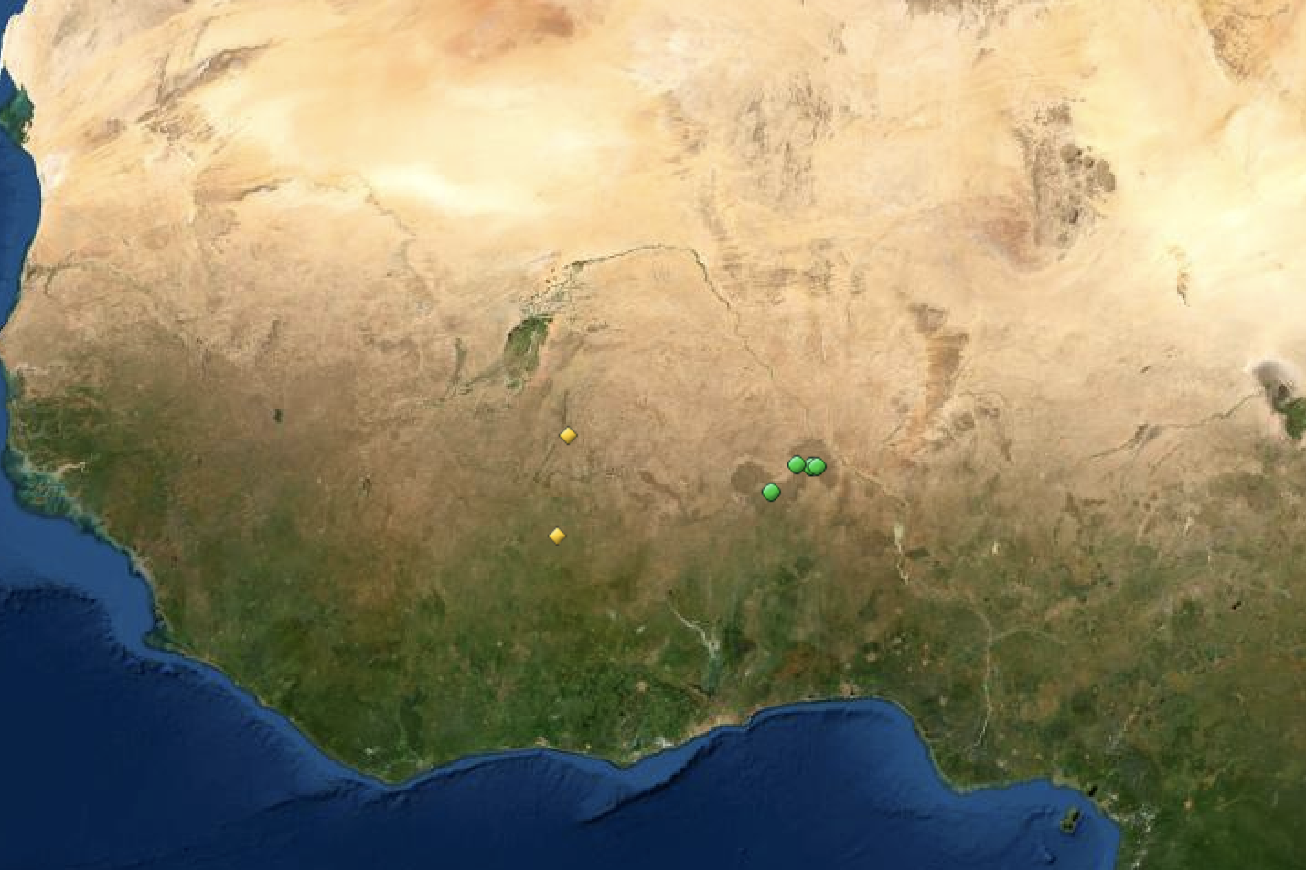 Map of UNESCO World Heritage Sites on Burkina Faso