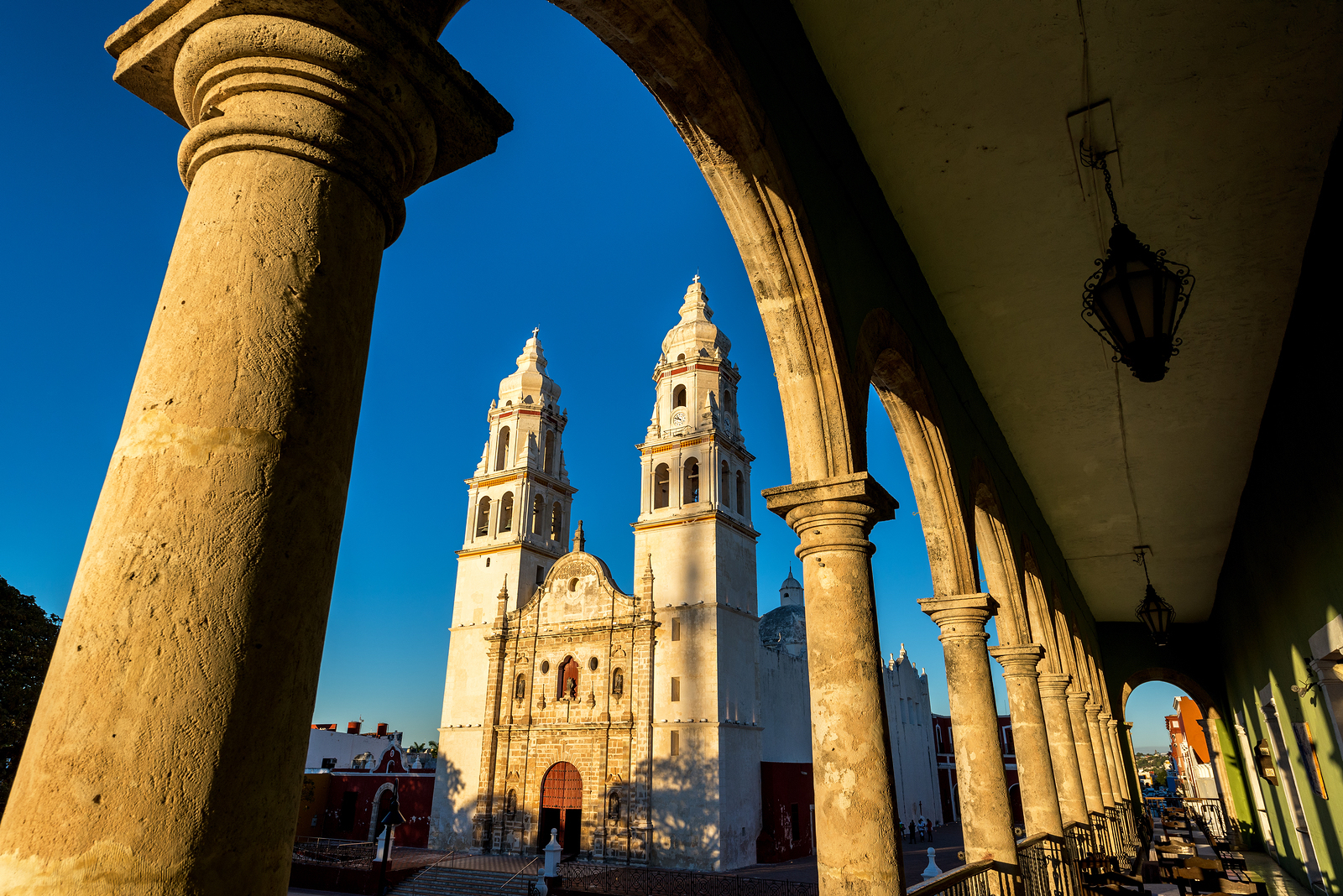 View Of Cathedral And Arches in Campeche, Mexico