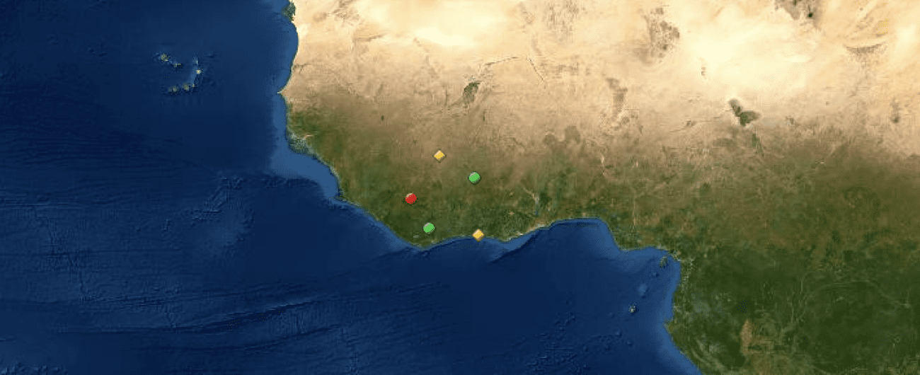 Map of UNESCO World Heritage Sites in Ivory Coast