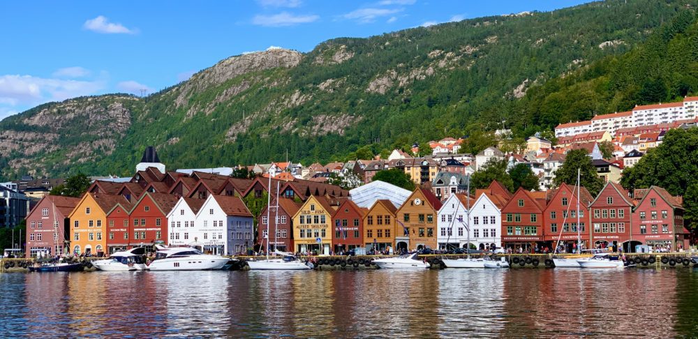 Bryggen is a historic harbour district in Bergen, Norway