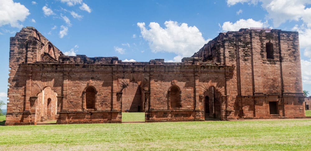 Jesuit mission ruins in Jesus de Tavarangue, Paraguay became a UNESCO World Heritage Site in 1993.