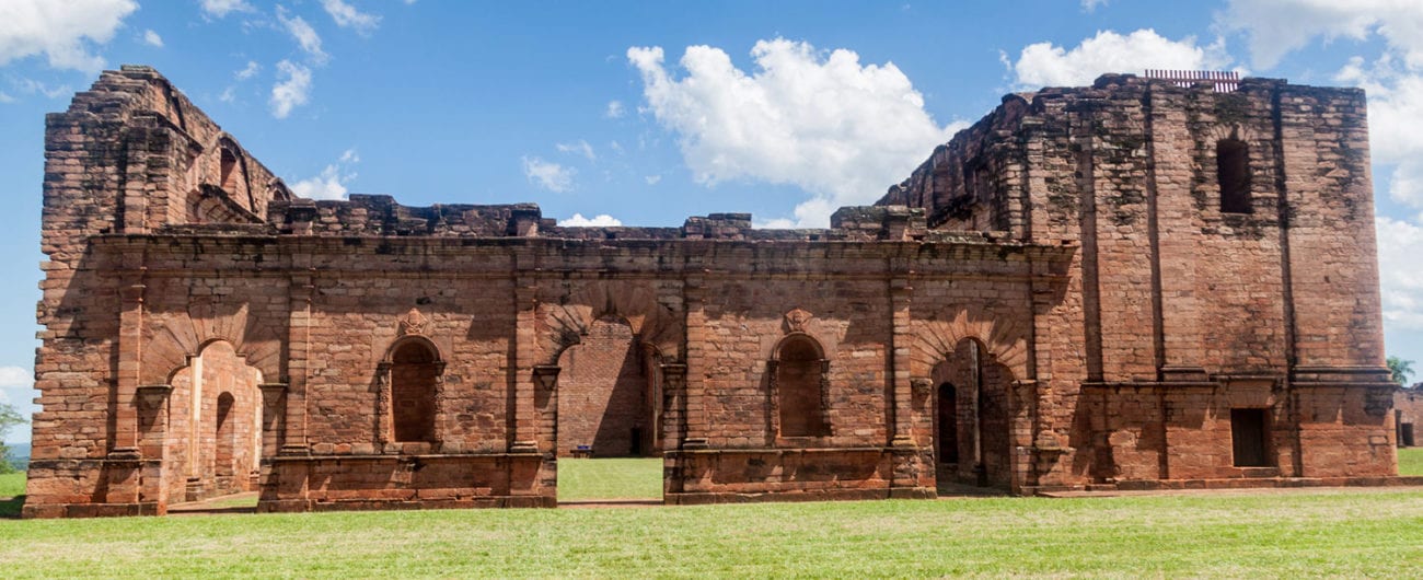 Jesuit mission ruins in Jesus de Tavarangue, Paraguay became a UNESCO World Heritage Site in 1993.