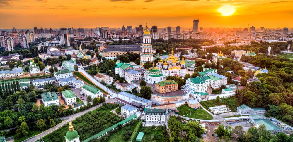 Aerial View Of Pechersk Lavra In Kiev, Ukraine. A UNESCO World Heritage Site