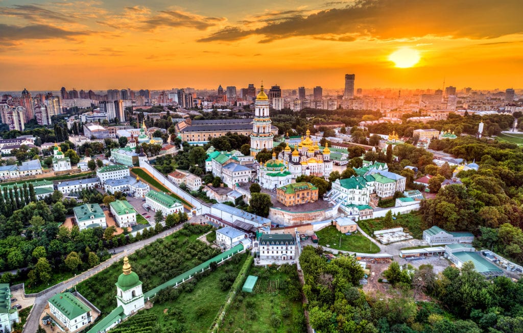 Aerial View Of Pechersk Lavra In Kiev, Ukraine. A UNESCO World Heritage Site