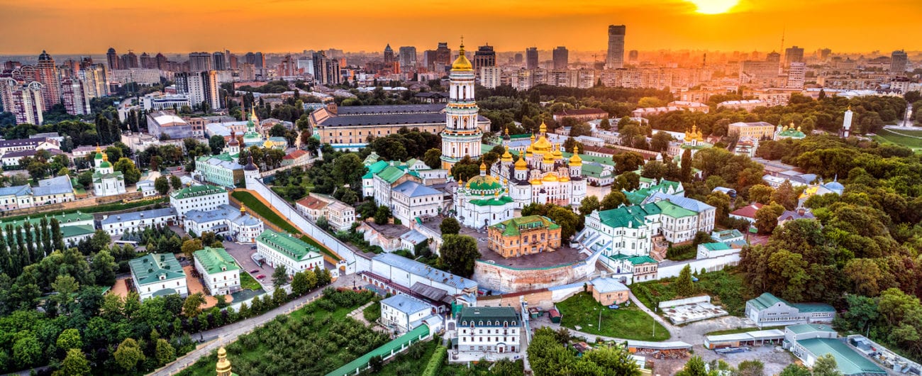 Aerial View Of Pechersk Lavra In Kiev, Ukraine. A UNESCO World Heritage Site