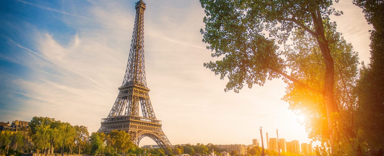 Sunset View Of Eiffel Tower And Seine River In Paris, France.