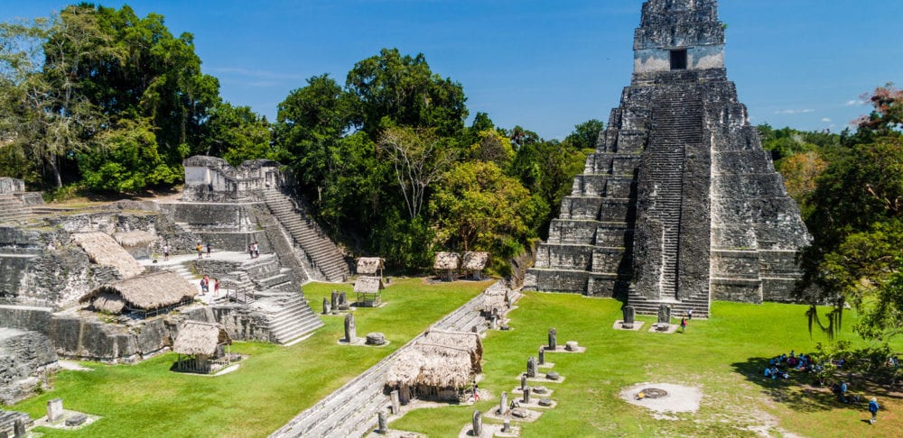 Gran Plaza at the archaeological site Tikal, Guatemala.