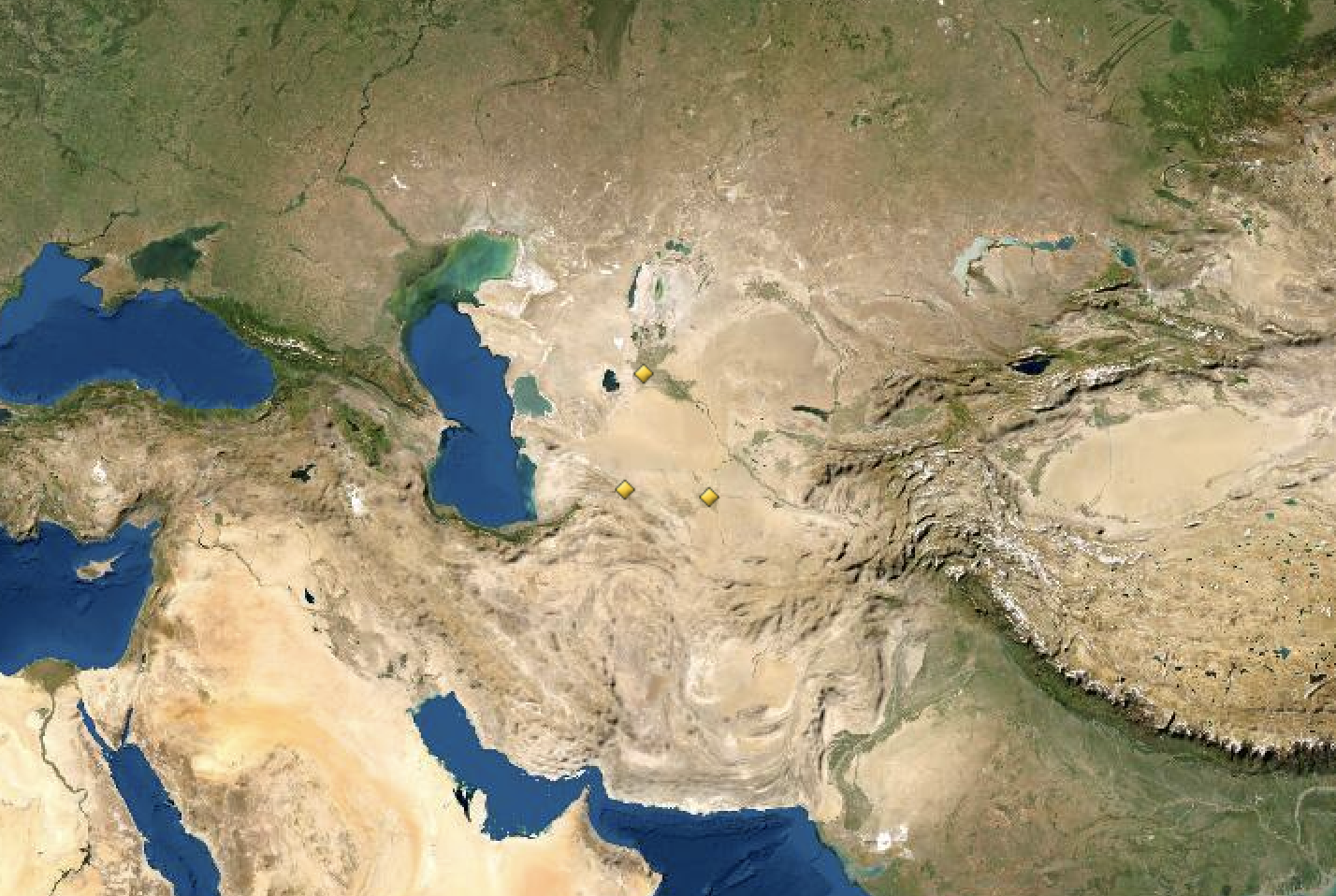 Map of UNESCO World Heritage Sites in Turkmenistan