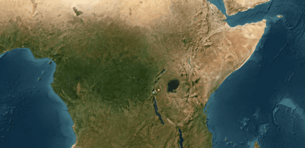 Map of UNESCO World Heritage Sites in Rwanda.