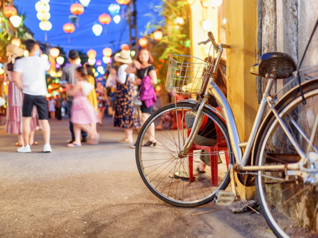 Vintage Style Bicycle Parked at Wall, Hoi an Ancient Town